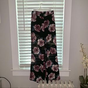 black floral flowy pants